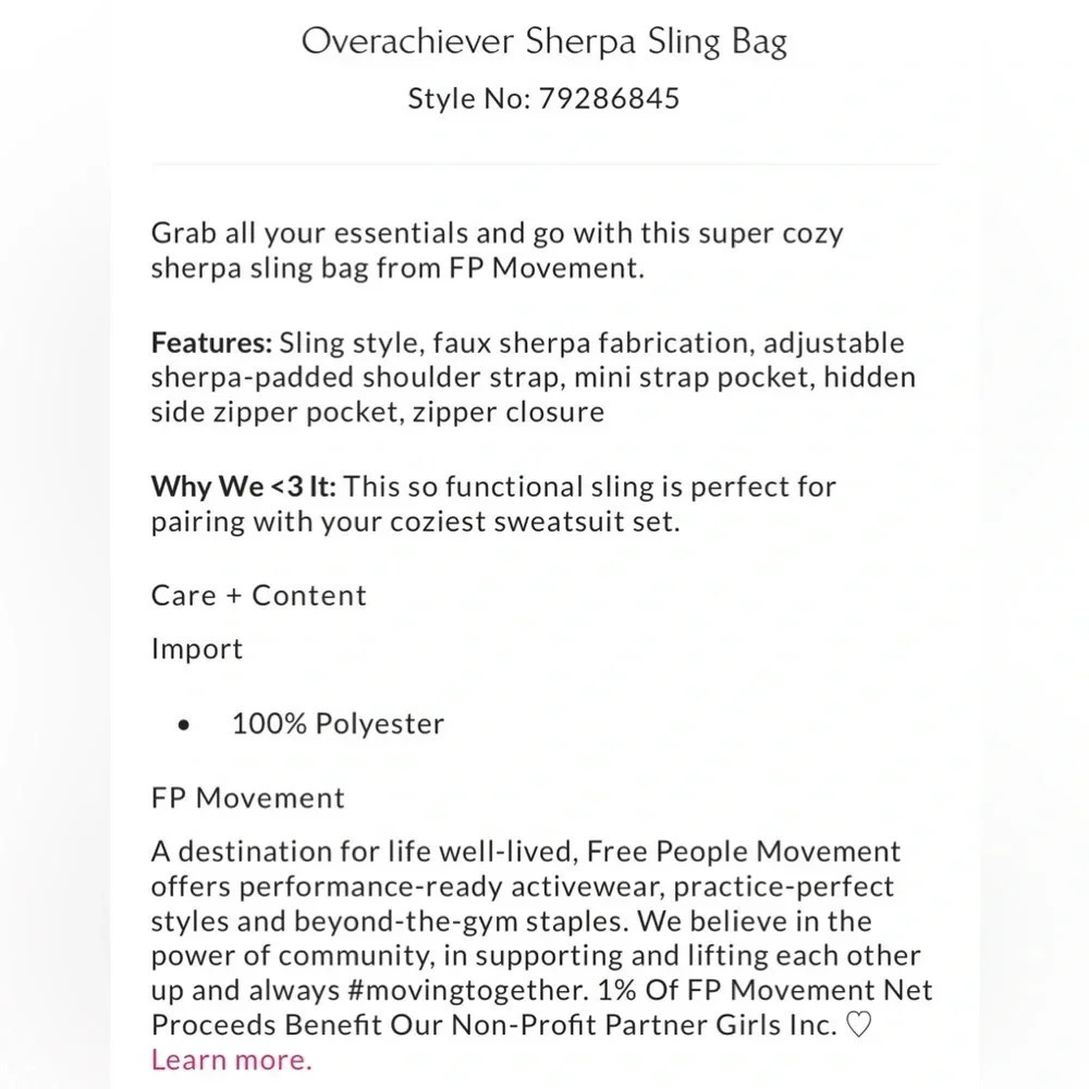 NWT new FREE PEOPLE overachiever Sherpa sling bag lavender purple fuzzy teddy - Picture 4 of 17